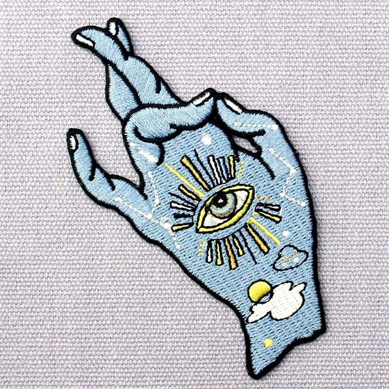 ZEGIN Good Luck I Love You Hand Sign and All Seeing Eyes Patch Embroidered Applique Badge Iron On Sew On Emblem - Image 4